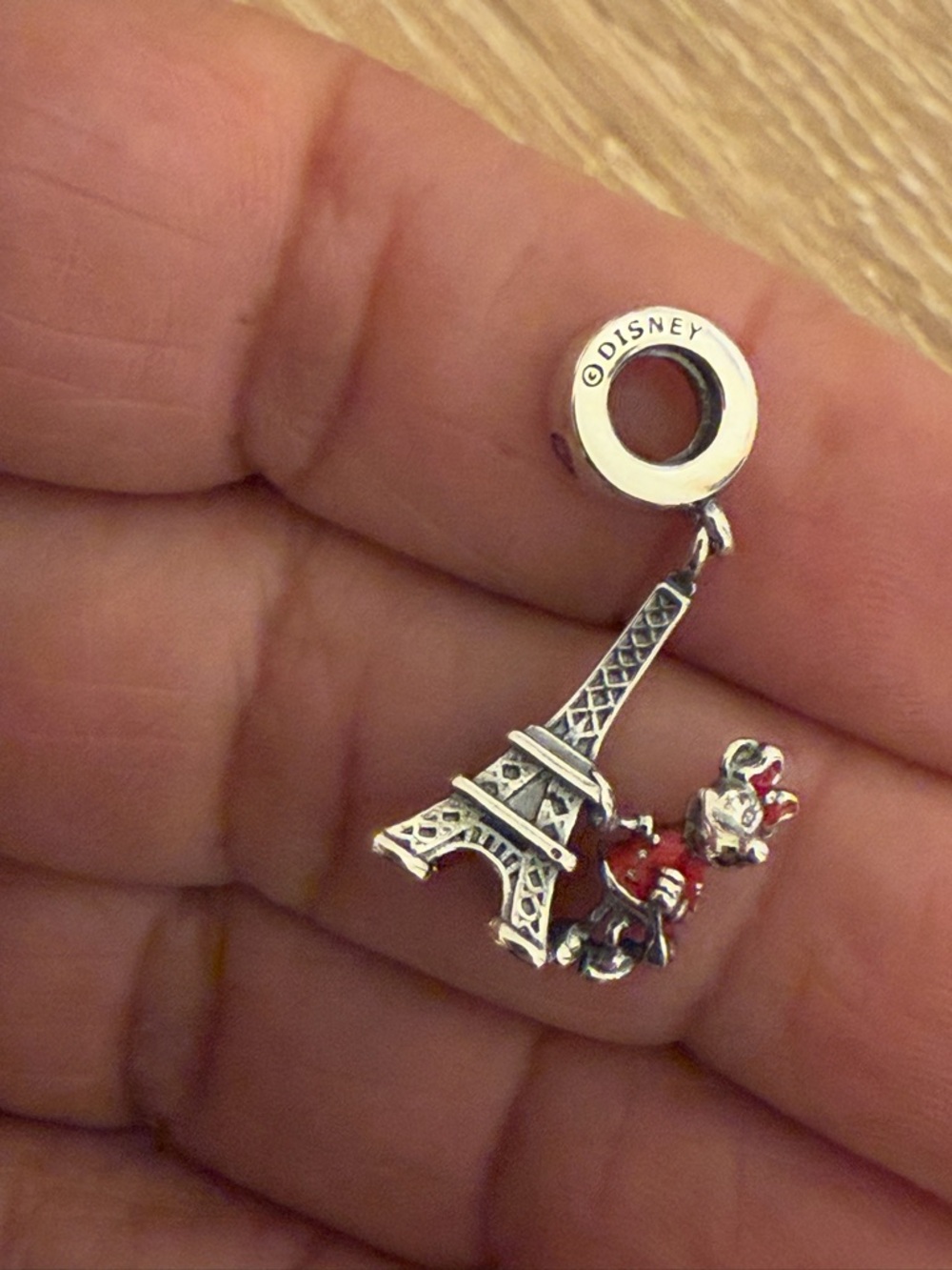 Pandora Minnie Mouse Eiffel Tower Dangle Charm - Silver with Red Enamel - Picture 3 of 6
